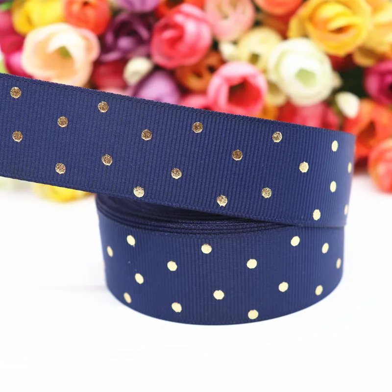 10 ярдов " 25 мм золотистый в горошек напечатанный Grosgrain ленты пробки для бутылок DIY ремесла аксессуары ручной работы M19080601