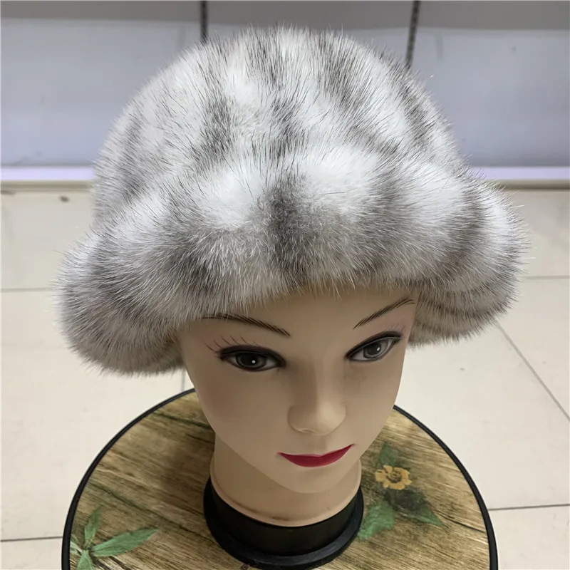 

2020 Fashionable Female Top Hat Real High Quality Mink Fur Hat Winter Warm Fur Hat Elegant Woman's Top Hat