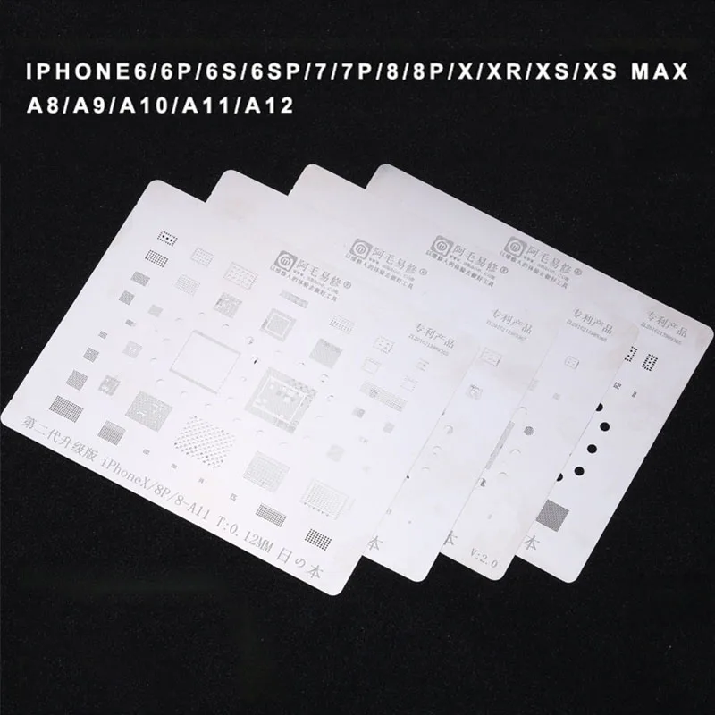 

Amaoe микросхема Процессор BGA реболлинг трафарет для телефона XR XSMAX XS 8P 8 7P 7 6SP iPhone 6S Plus 6P 6 5S A8 A9 A10 A11 A12 Процессор паяльного олова чистая