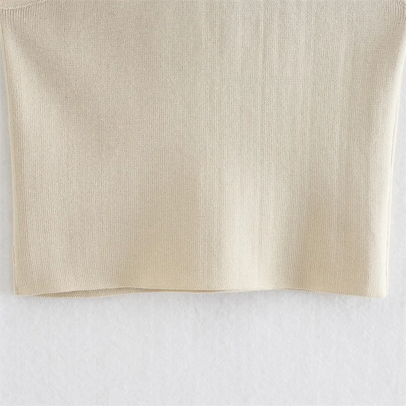 

Women 2021 Fashion Irregular Off-the-Shoulder Vest Knitted Thin Solid Color Base Shirt Temperament Top Streetwear