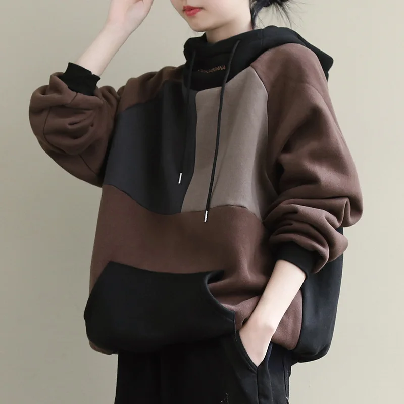 Осенне-зимние толстовки в стиле ретро женские свободные пуловеры большого