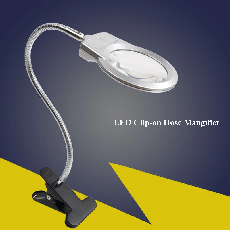 Светодиодная Лупа с прищепкой настольное увеличительное стекло третья рука для