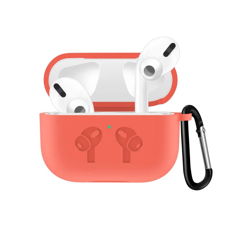 Розово-красный Мягкий силиконовый чехол для AirPods 3 BuckleShockproof чехол для Airpods Pro зарядный чехол светодиодный защитный чехол Аксессуары для наушников - Цвет: Розово-красный