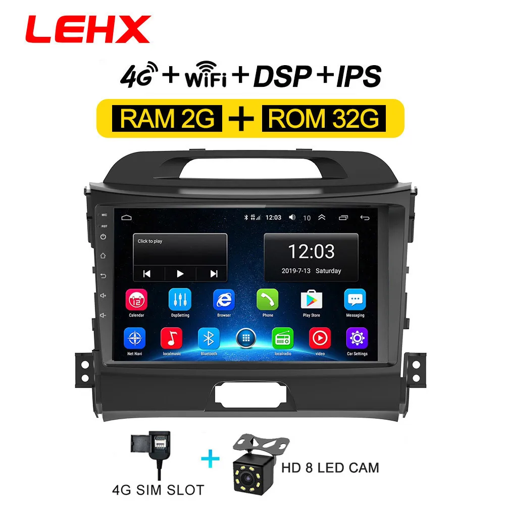 LE-KIA SP32-4G-CAM LEHX автомобильный Android 8,1 2 din Автомобильный мультимедийный плеер Автомобильный dvd для KIA sportage 2011 2012 2013 головное устройство gps навигация радио - Цвет: LE-KIA SP32-4G-CAM