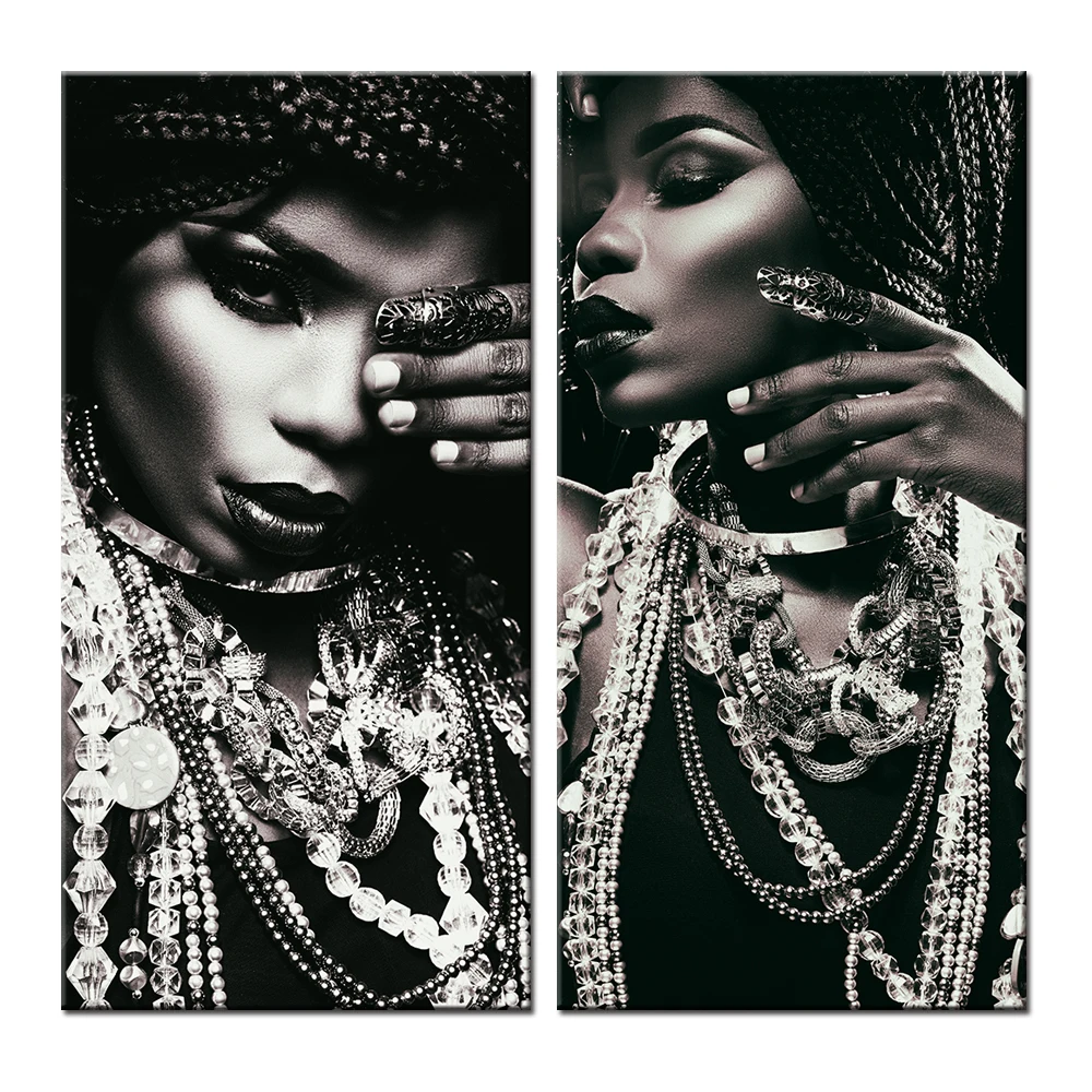 

Black Woman with Silver Jewelry Canvas Art Posters and Prints African Dancer Canvas Paintings On the Wall Art Picture Home Decor