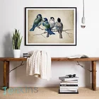 ВИНТАЖНЫЙ ПЛАКАТ с голубыми птицами, Настенная картина с принтом, Картина на холсте в стиле ретро, картина с большими птицами, животное для гостиной, домашний декор