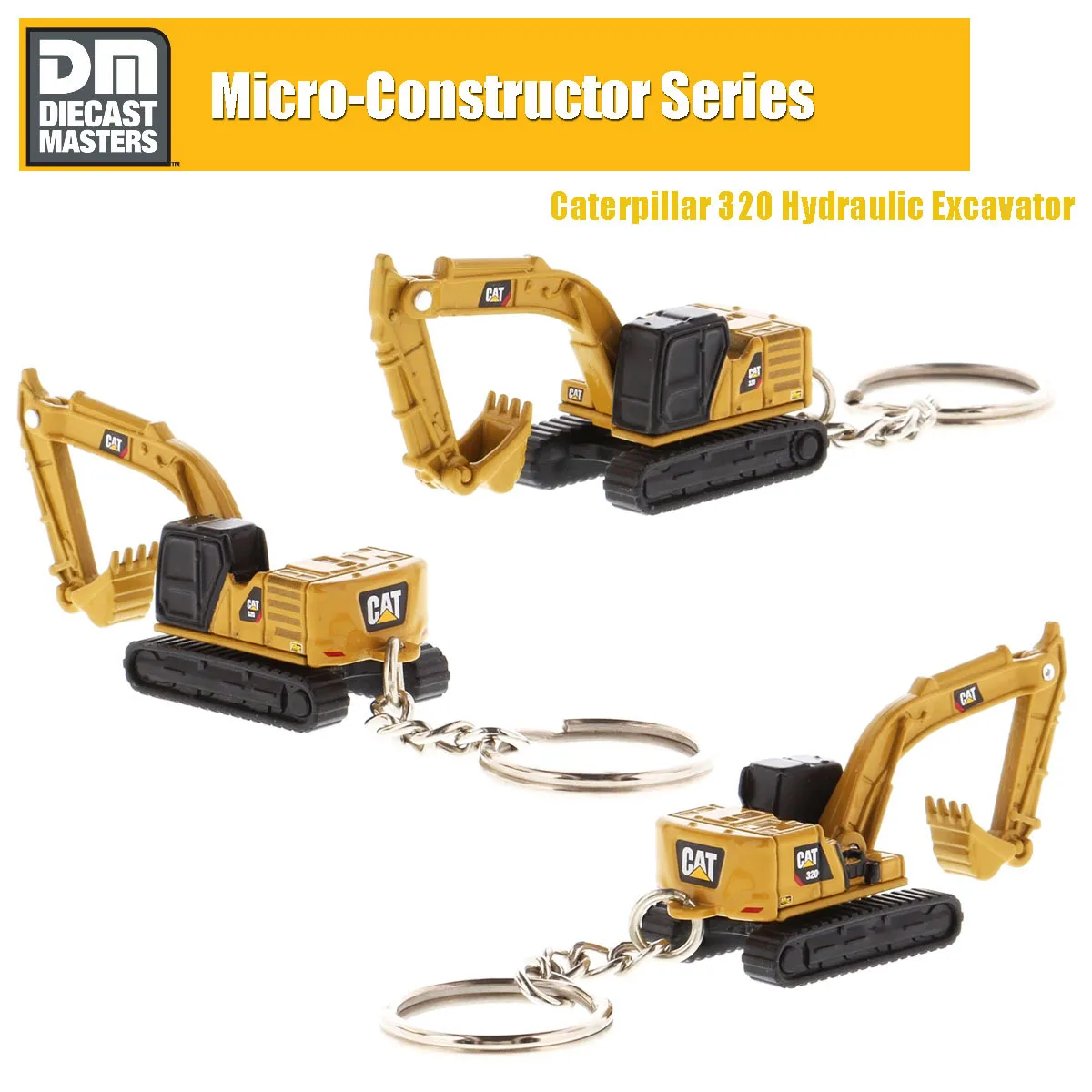 

Diecast Mini CAT Caterpillar 320 Excavator Keyring Engineering Vehicle Model Keychain Model Gift Decoration Souvenir Kids Gift