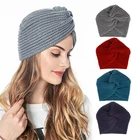 Women Muslim Turban Hat Warm Inner hijab Caps Winter Cashmere Headwrap Indian Hat Wool Knitting Bonnet Hijab turbante Mujer