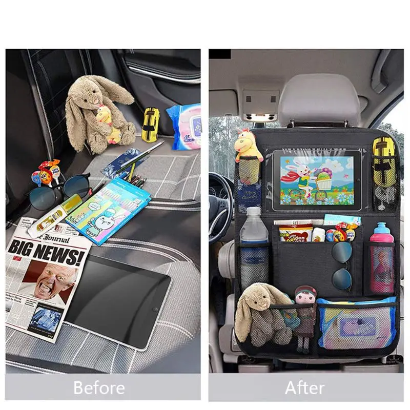 

57EE Waterproof Vehicle Storage Sundries Bag Car Seat Back Protector Cover for Children Baby Kick Mat Protect Bag