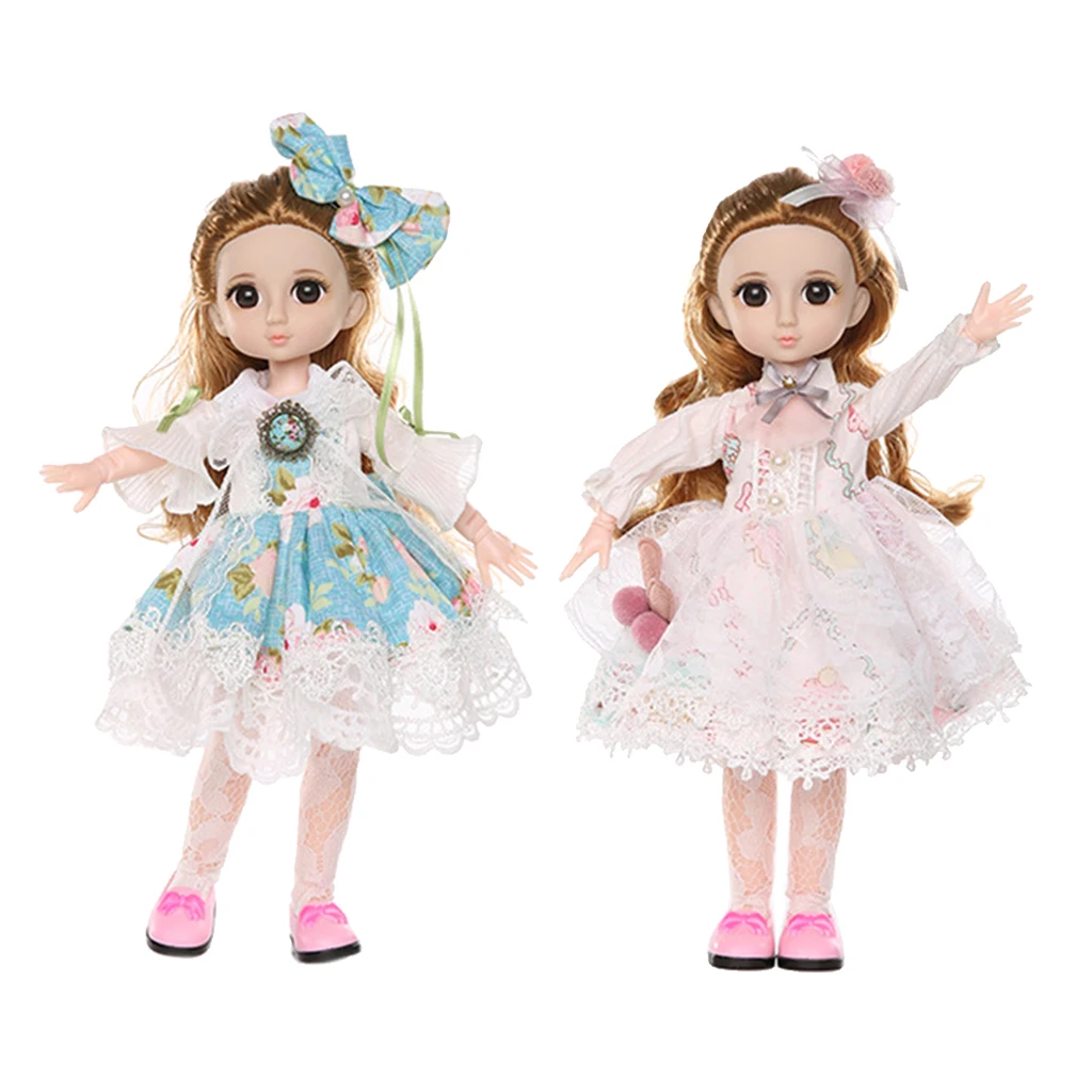

32 см подвижная шарнирная американская Модная Кукла 3D глаза игрушка подарок с одеждой