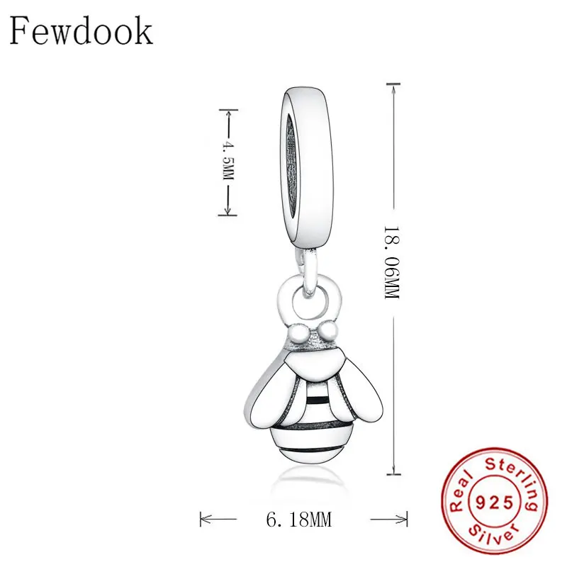 100% Стерлинговое Серебро 925 пробы кулон в виде пчелы и животных оригинальные