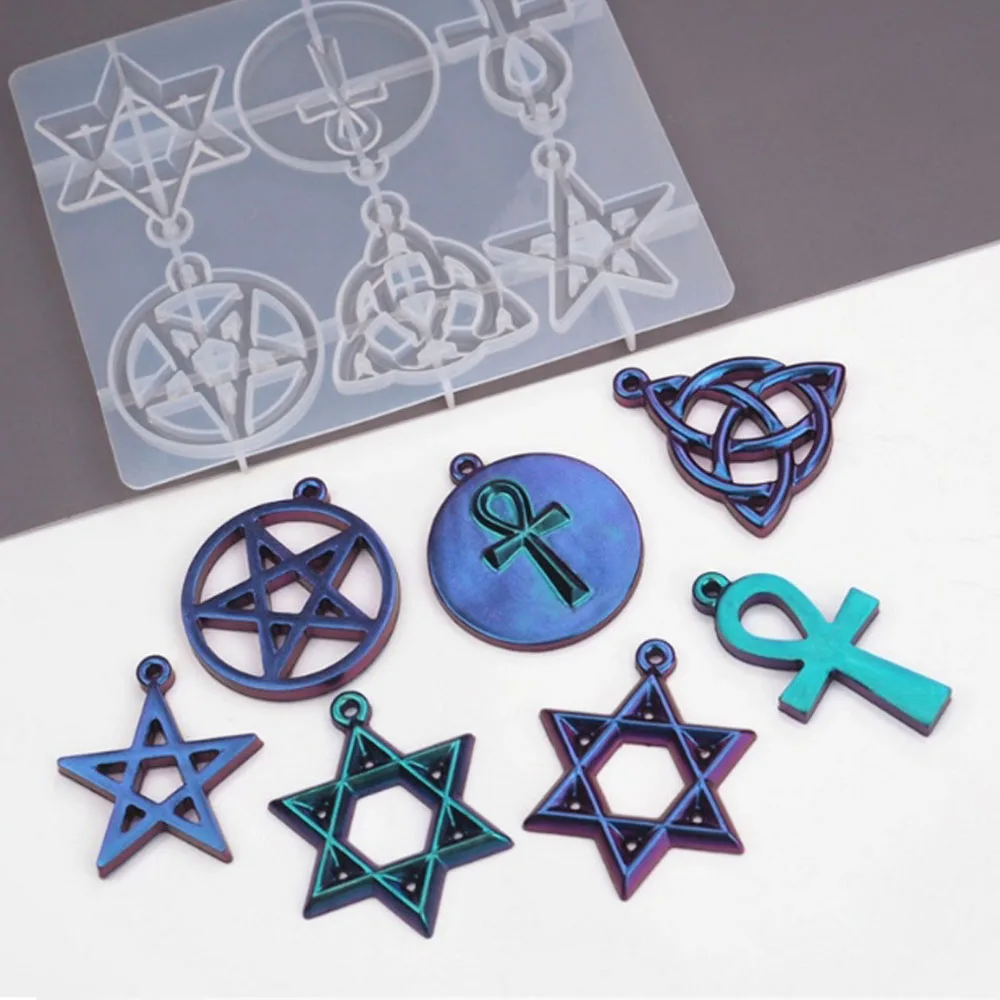 

Transparent Silicone Mould Dried Flower Resin Decorative Craft DIY Pentagram Six-pointed star Mold Epoxy Resin Molds For Jewelry