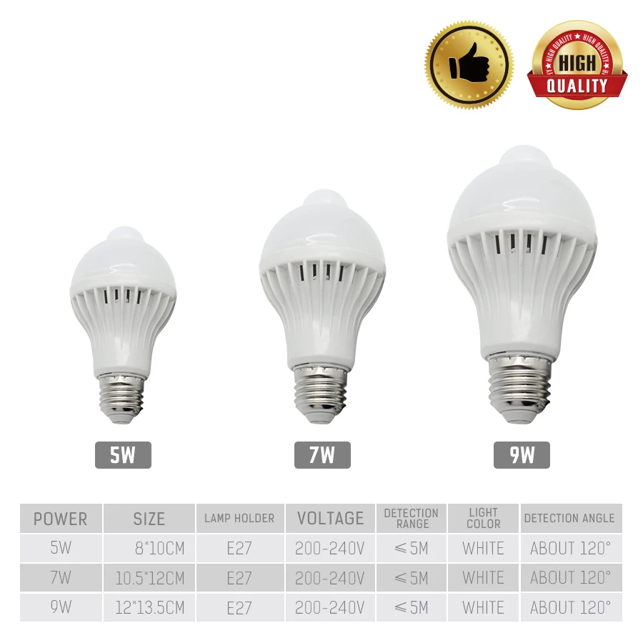 Светодиодный светильник E27 с инфракрасным датчиком движения 5 Вт 7 9 Вт|bulb 5w|sensor