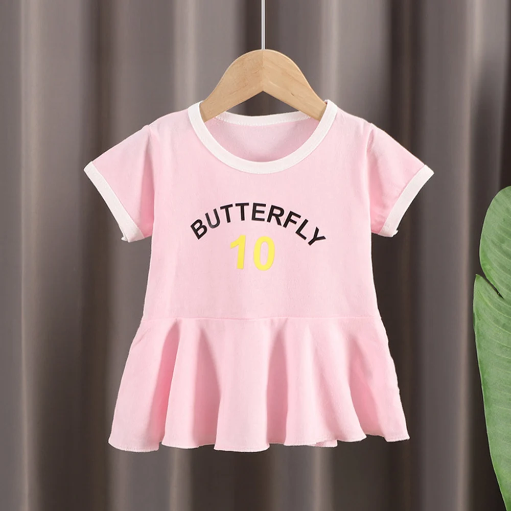 Летнее платье для девочек 2021 с буквенным принтом хлопковые костюмы принцессы на