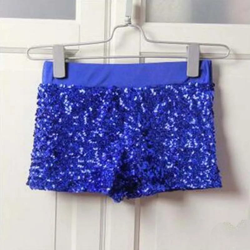 2017 Модные женские эластичные шорты с высокой талией и блестками серебристые