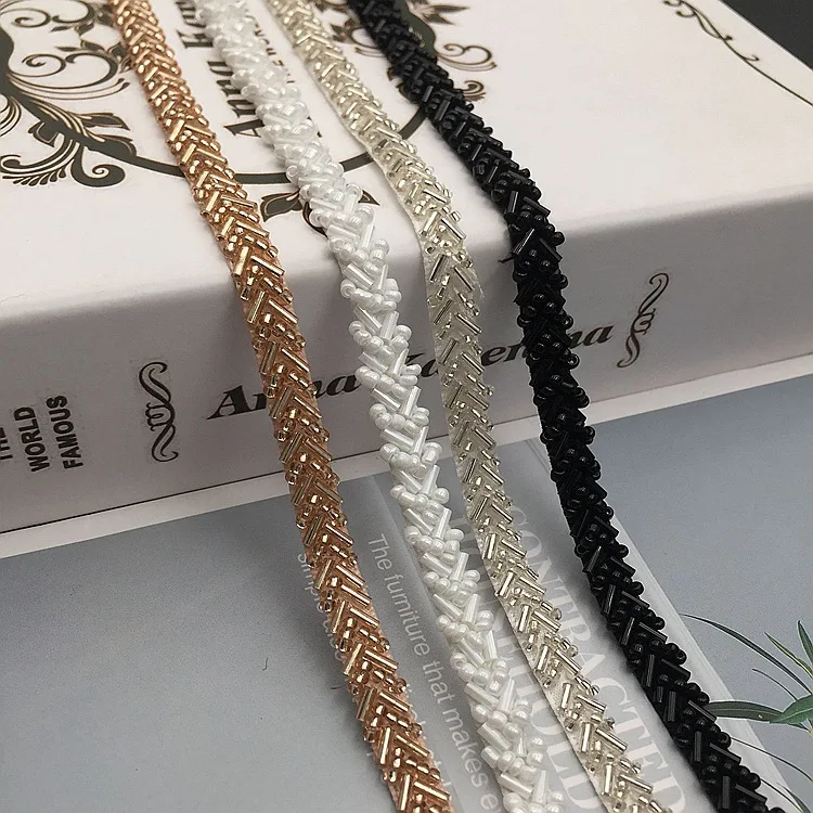 Лента из бисера с жемчугом Белый/цвет слоновой кости 8 мм для швейного украшения