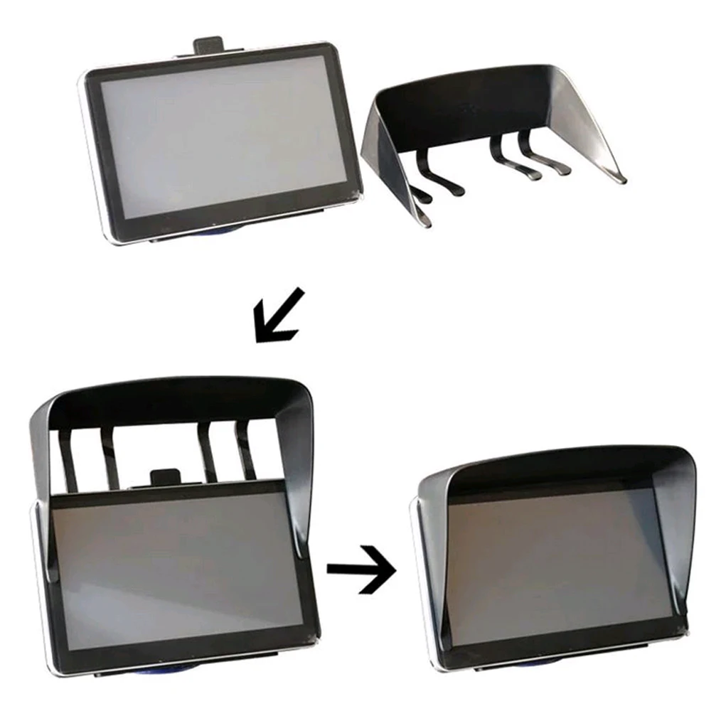 

1Pc Black 7” Sun Shade Sunshield Visor Anti Glare For Cars Auto Vehicle GPS Navigator Durable Interior Accessories Universal