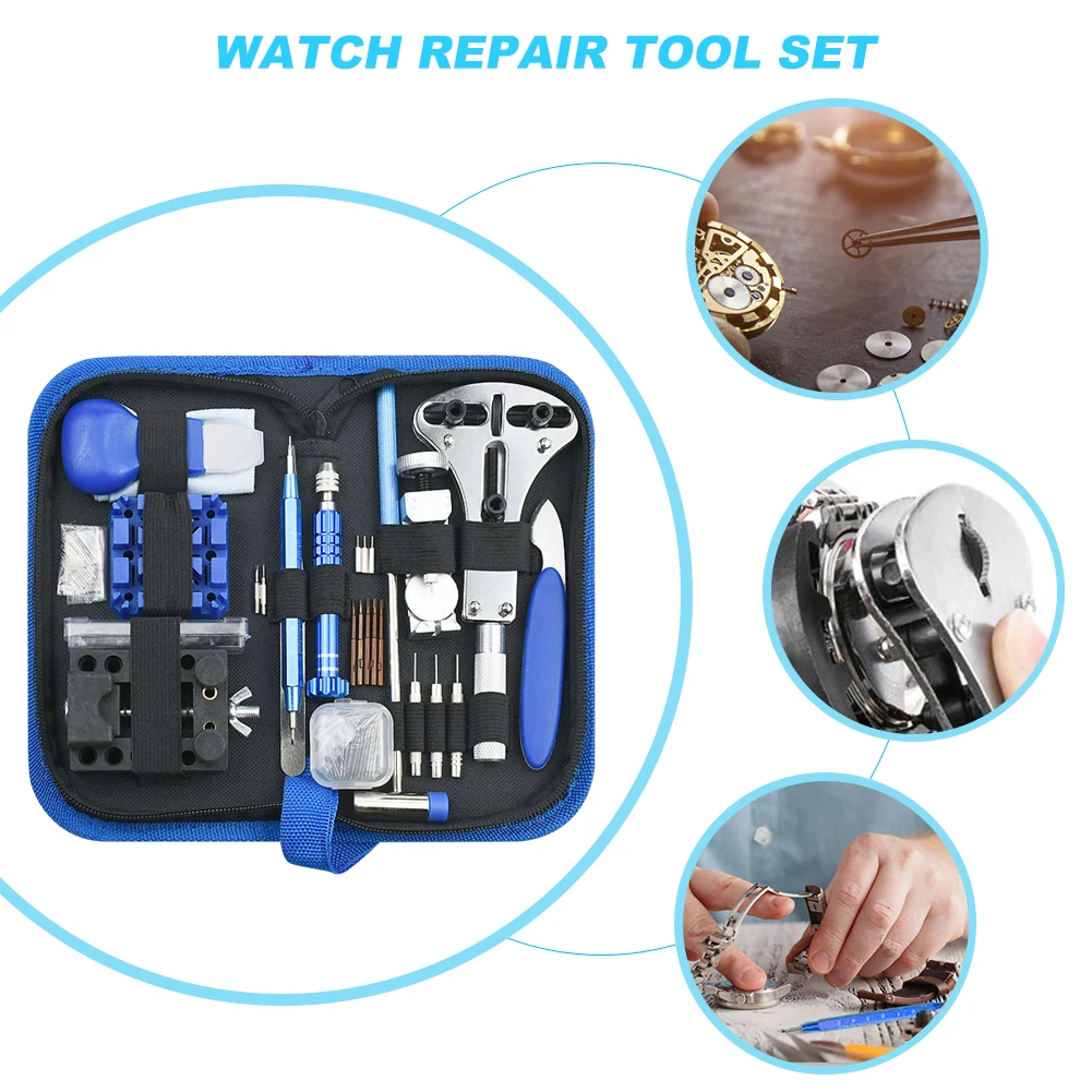

208x Watch Link Pin Remover Back Case Opener with Bag Hammer Adjuster Watchmaker Repair Kit for Watches Strap Accessories