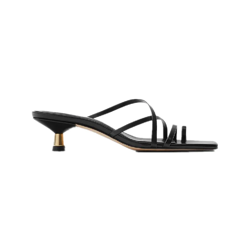 

2020 New Black Metal Heel Women's Shoes With High Heel Sandals Hot Sale Clip Toe is Cool Slippers Female of Rome