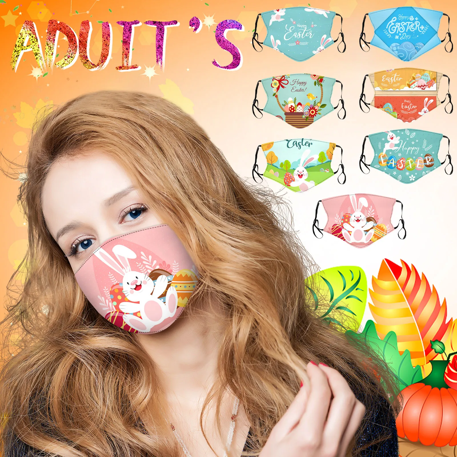 Одноразовые нетканые маски для лица на пасхальную тему модные моющиеся дышащие