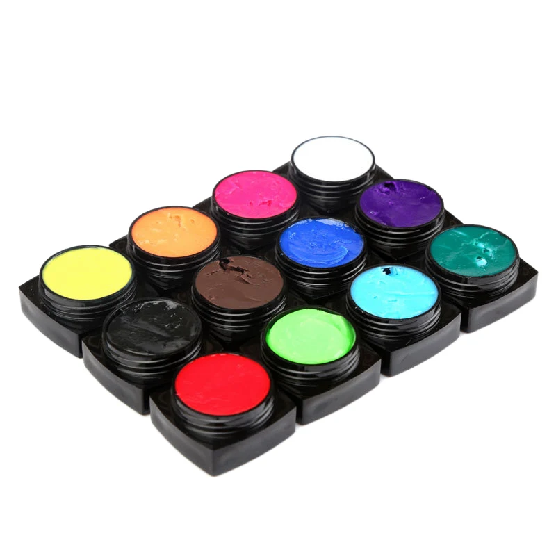 

12Pcs Carve Patterns Varnish UV Gel 3D Bright Colors Sculpture Painting Gel Nail Polish Easy To Decoration
