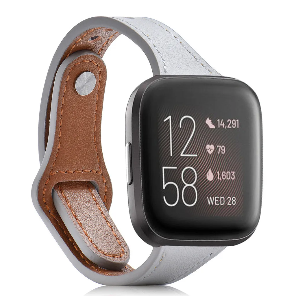 C Замена браслета роскошный кожаный ремешок для Fitbit Versa 2 Смарт часы ремешок сменный браслет наручных часов ремешок для умных часов Ремешок - Цвет: C