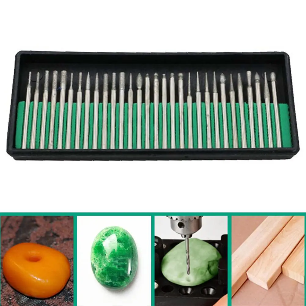 

30pcs Durable Diamond Grinding Head Abrasive Grinding Fine Workmanship Multi-function Needle Carving Polishing Tools