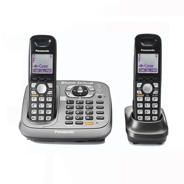 Two handset Bluetooth Fuction DECT 6,0, цифровой беспроводной стационарный телефон с системой ответа, клавиатура, Домашние беспроводные телефоны, черный цвет - Цвет: Two handset