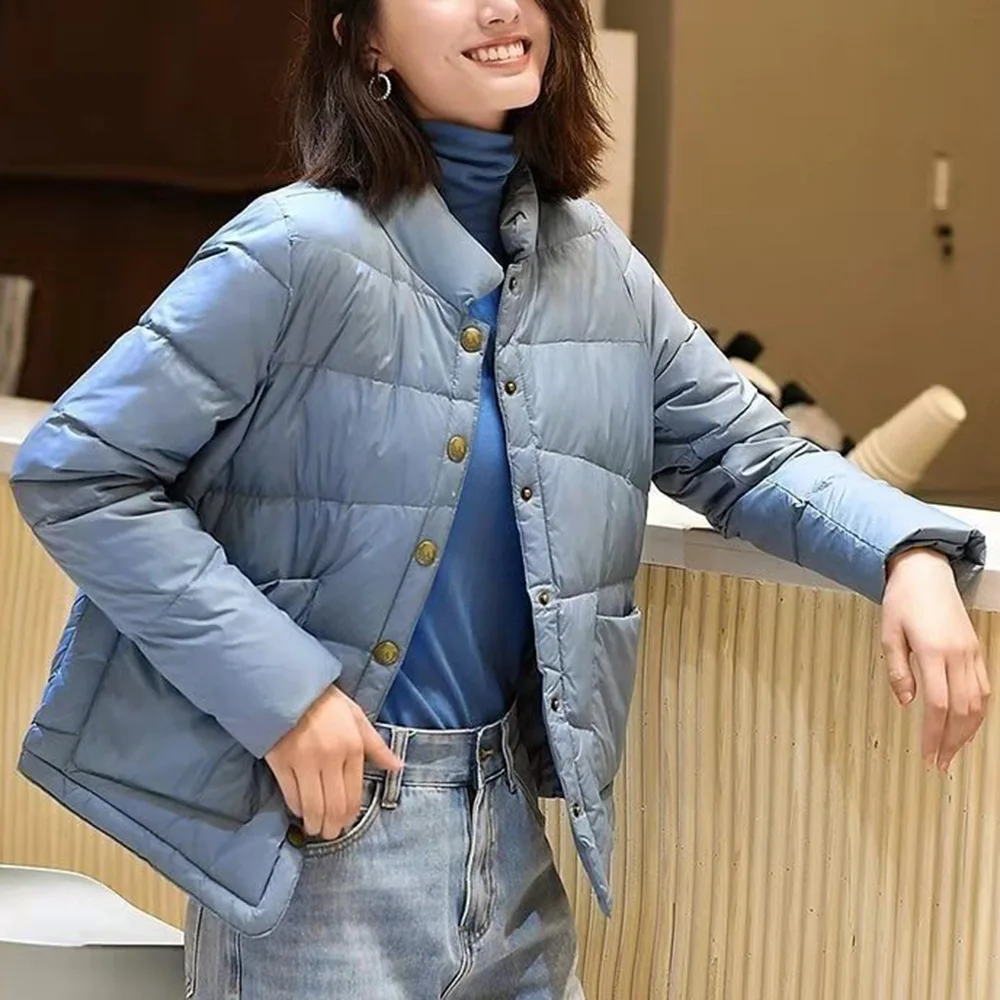 

2021 Women's Cotton-padded Clothes Solid Pockets Long-sleeved Jacket Winter Women Coat Warm Parkas Streetwear Cotton Coats