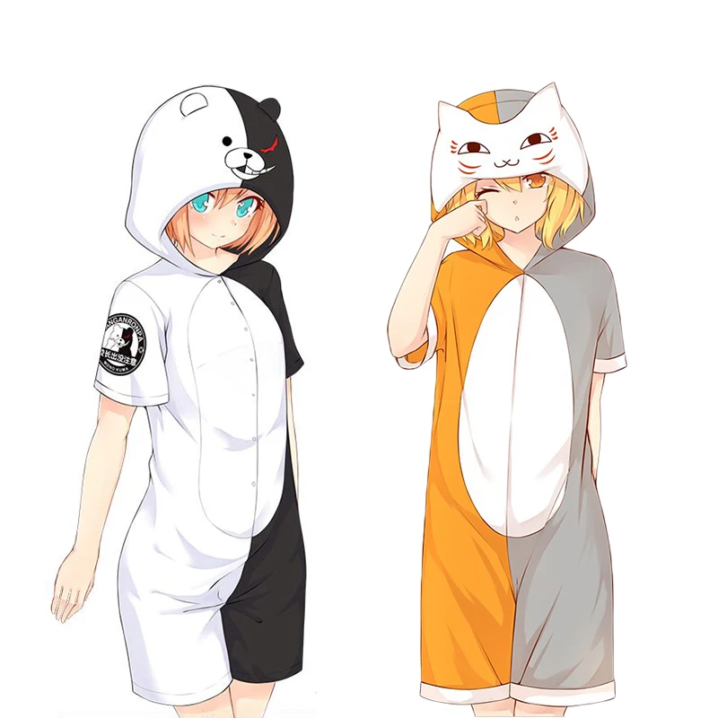Danganronpa Dangan Ronpa Natsume Yuujinchou Тоторо Косплей onesies Пижама Костюм Monokuma Madara Хэллоуин