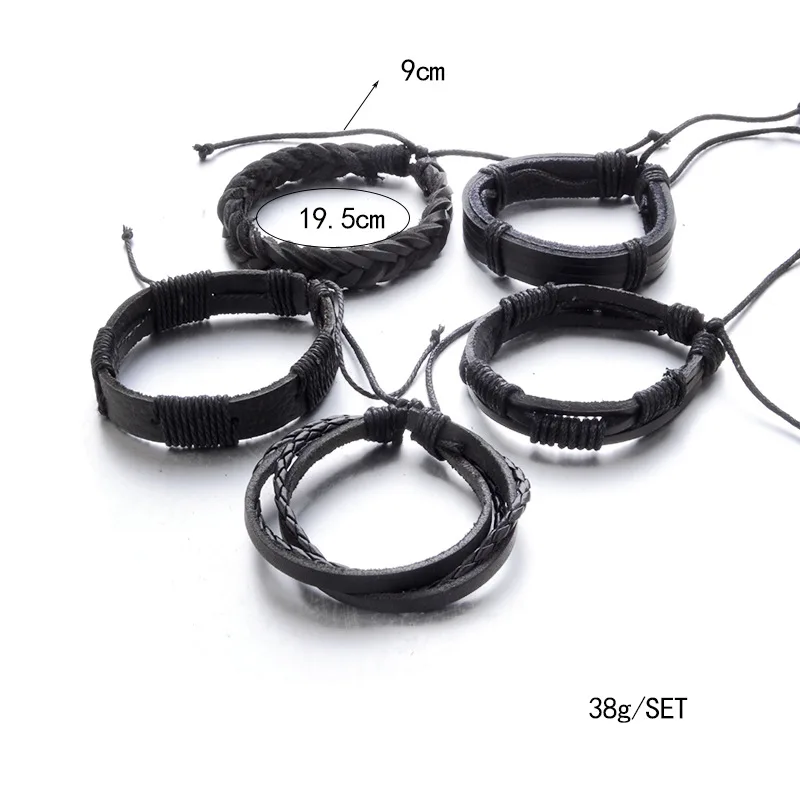 Модные Листья Подвеска с перьями кожаный браслет для мужчин Винтаж ручной работы