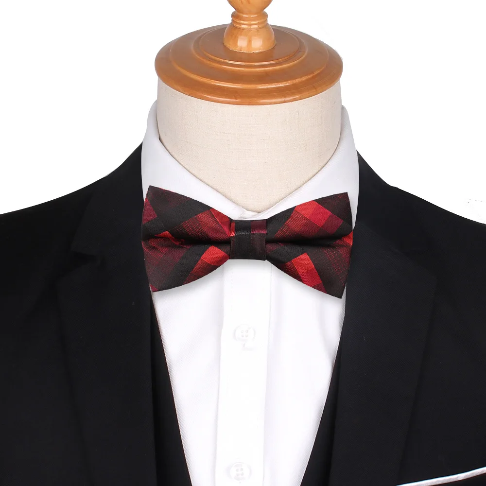 Галстук бабочка в клетку для мужчин Модный классический галстук из полиэстера
