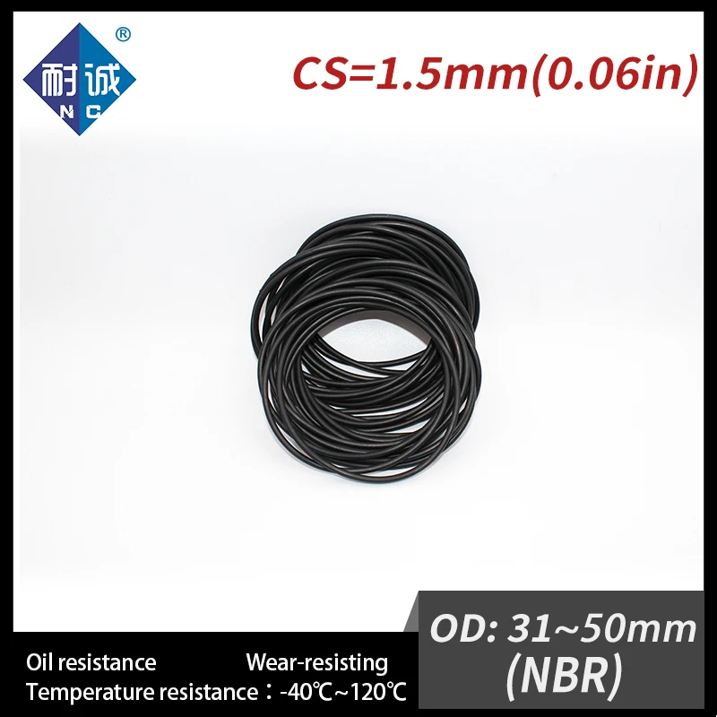 10PCS/lot free shipping Rubber Black NBR CS 1.5mm OD32/33/34/35/36/38/40/42/45/48/50mm O Ring Gasket Oil resistant waterproof - купить по