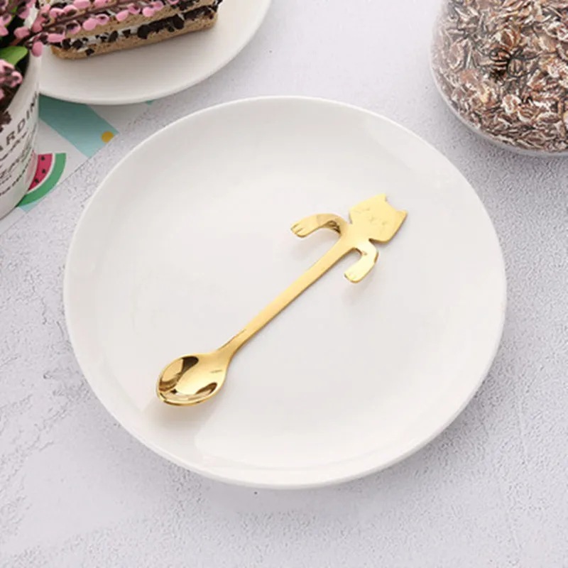 Кофейная ложка из нержавеющей стали 304 мультяшная кошка для молока и чая