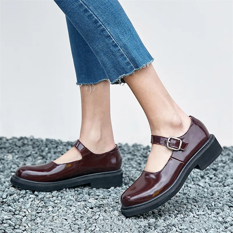 Женские туфли лодочки Meotina из натуральной воловьей кожи на толстом каблуке с