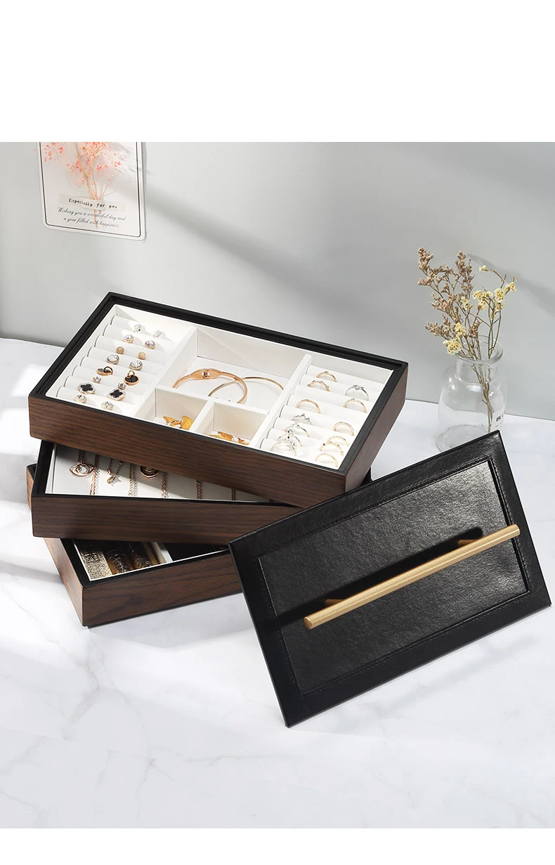Трехслойная и 4 слойная новая деревянная шкатулка для ювелирных изделий с ручкой