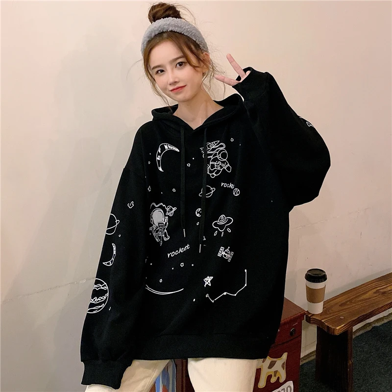 Женский Свободный свитшот в Корейском стиле Повседневная Толстовка ленивого Ins с