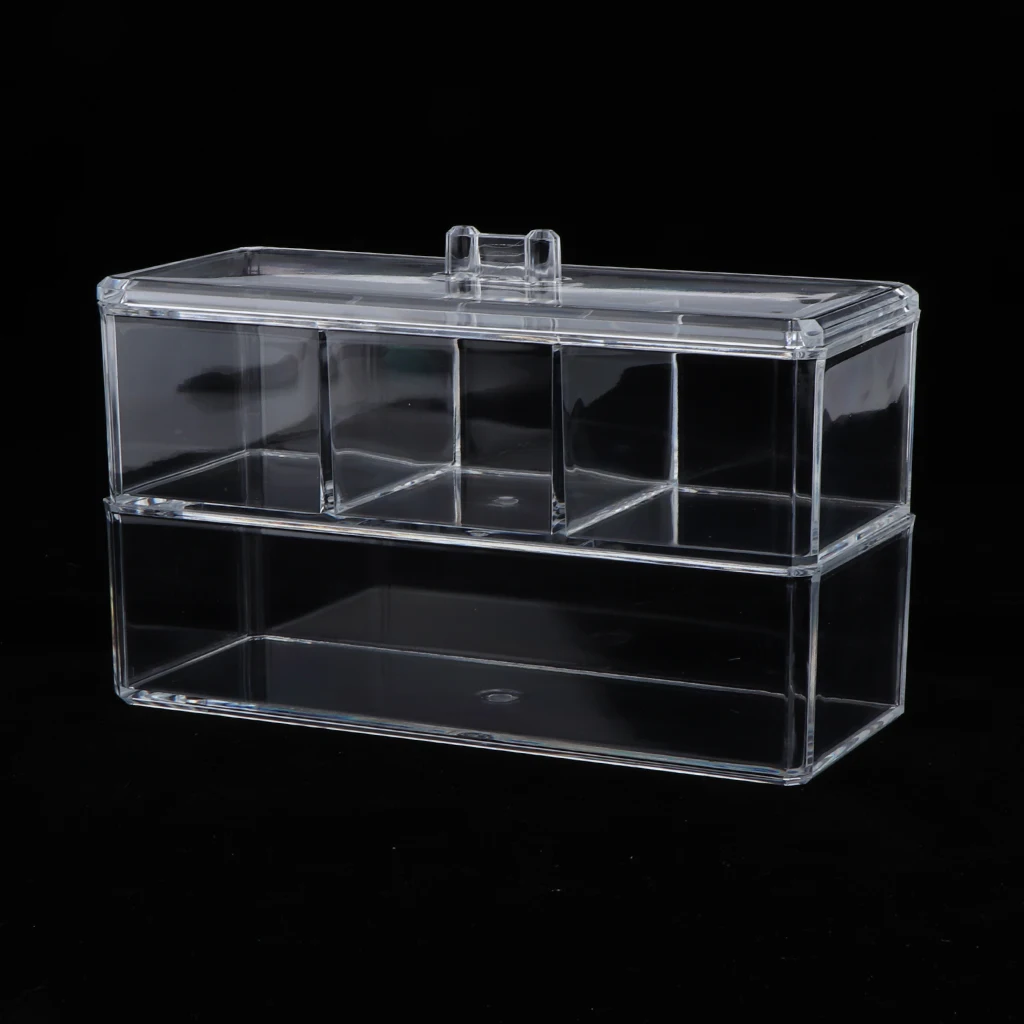 

Clear Acrylic Makeup Organizer Case Cosmetic Pads Jewelry Storage Holder Box