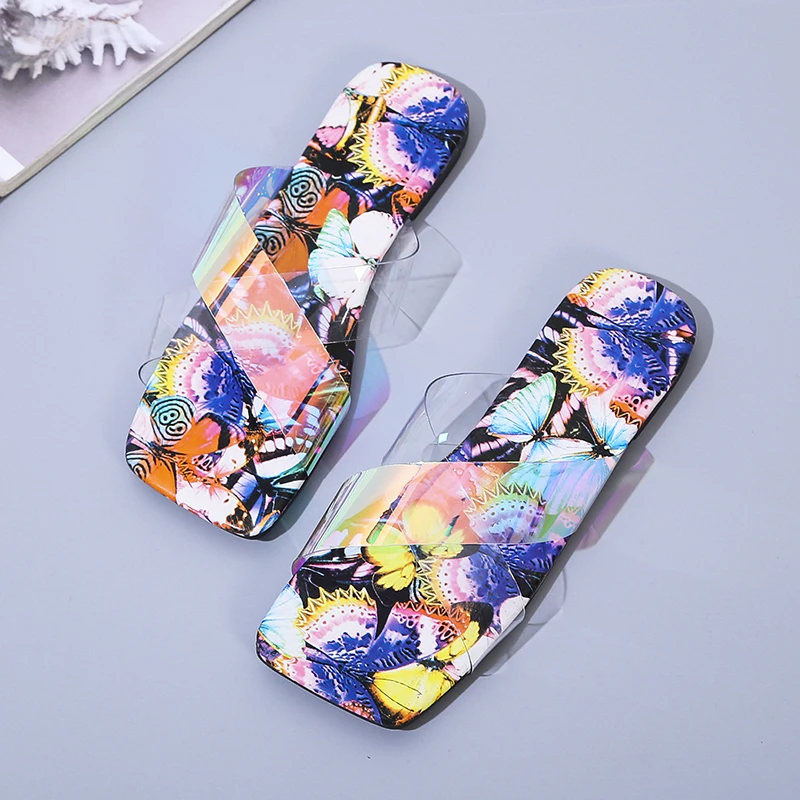 

Summer Ladies Sandals Slippers Flat Open Toe Outdoor Transparent Slippers Ladies Fashion Slippers Ladies Large Size Slippers
