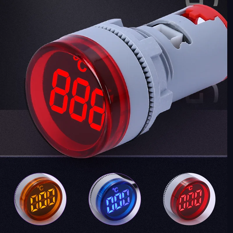 

AC20~380V embedded mini temperature indicator light with Temperature Sensor -20~199 LED number display pilot lamp