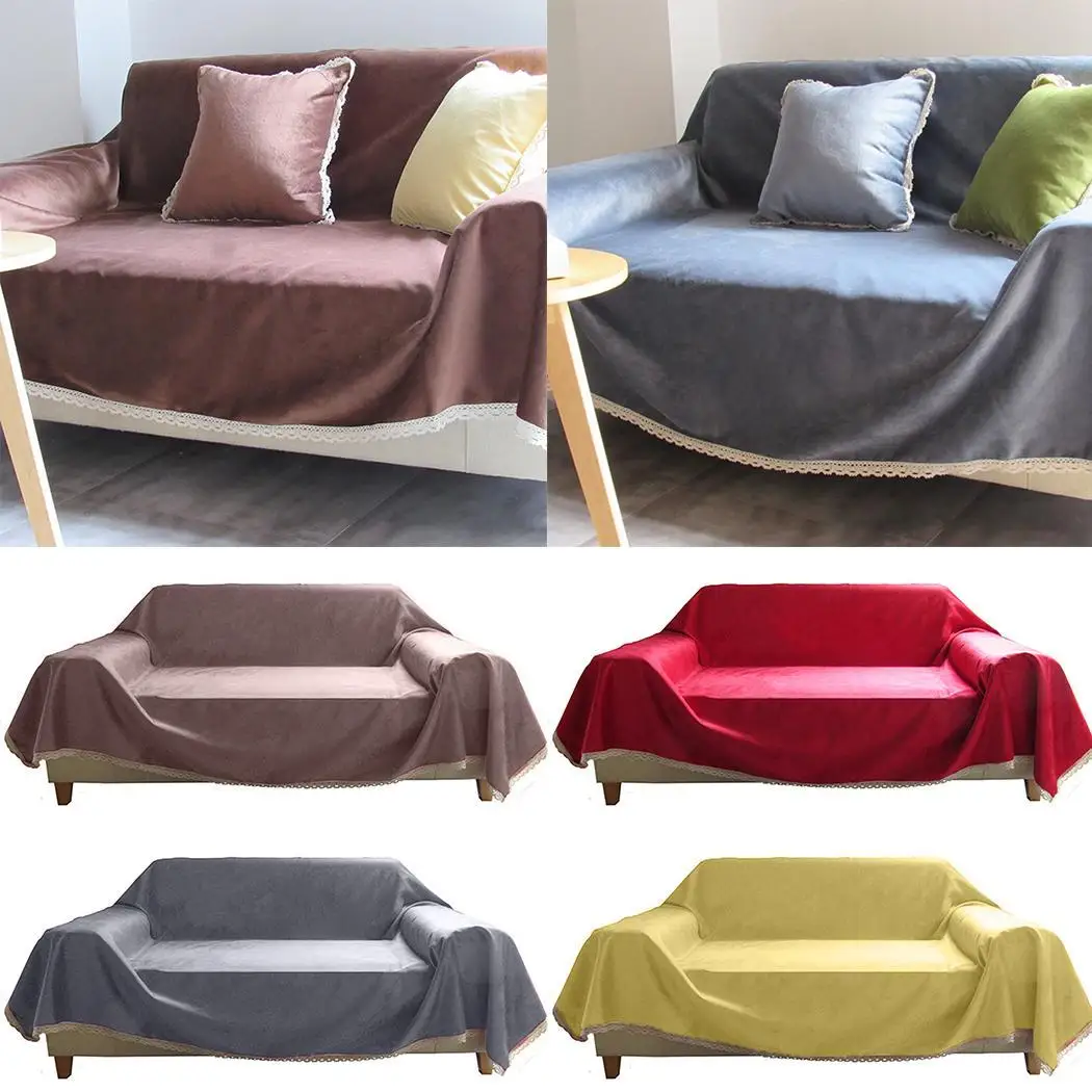 Однотонный мягкий чехол для дивана гостиная синий желтый светло-серый