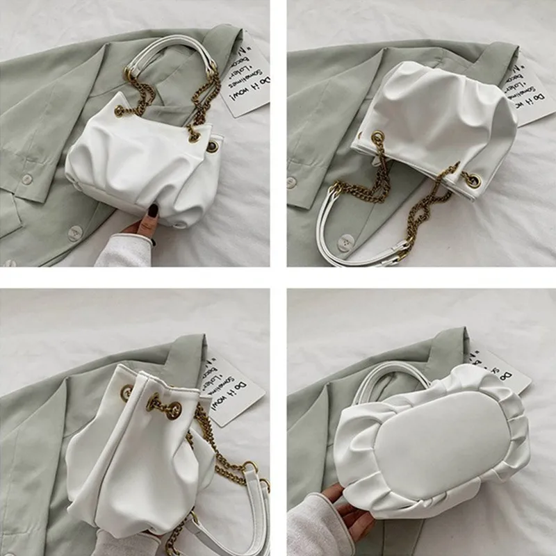 

PU Leather Cloud Shoulder Bags For Women 2020 Summer New Ladies Handbags Cute Solid Color Girl Totes Party Shopping Purse Female