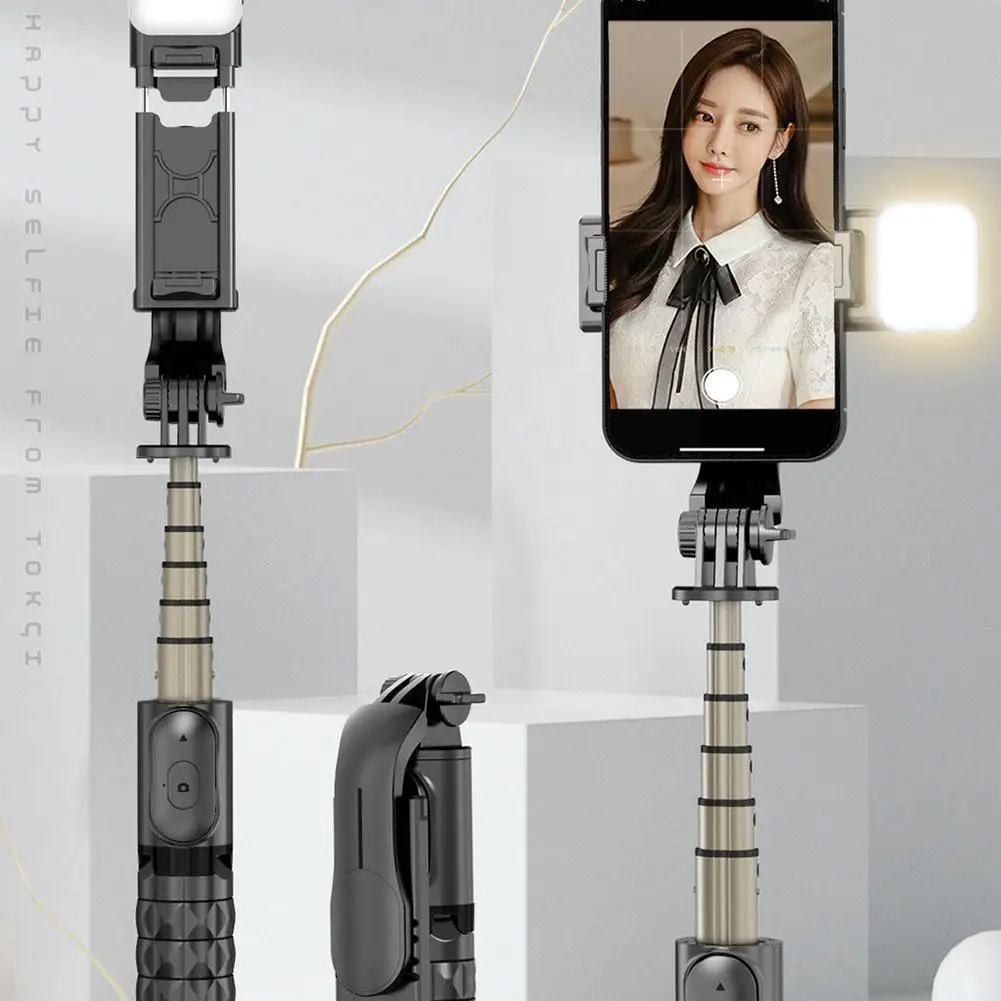 Bluetooth-compatible Selfie Stick Foldable Tripod With Fill Light Shutter Remote For Ios Android W2e1 | Мобильные телефоны и