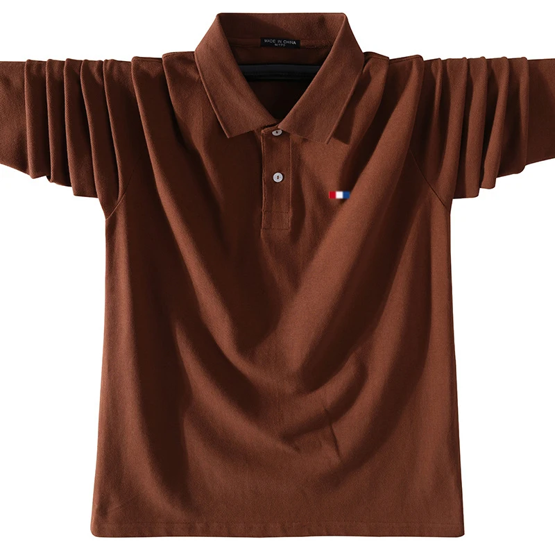 Men's 100% Cotton Autumn Long sleeve Embroidery Logo Polo Shirt Casual Brand Polos Homme Fashion Clothing Lapel Top S-5XL