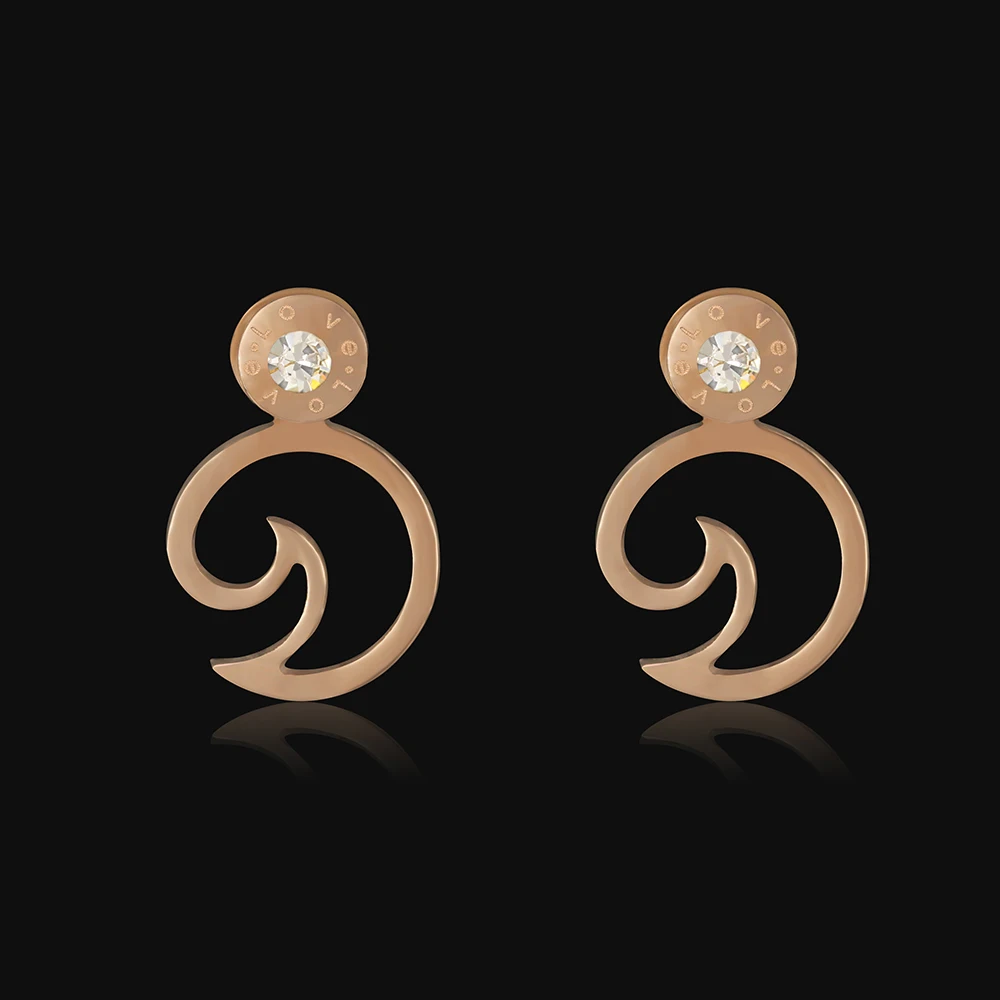 DICAYLUN Wave Earrings Ocean Jewelry Women Stainless Steel Charm Stud Rose Gold Letter Love Zircon Cute Girl | Украшения и