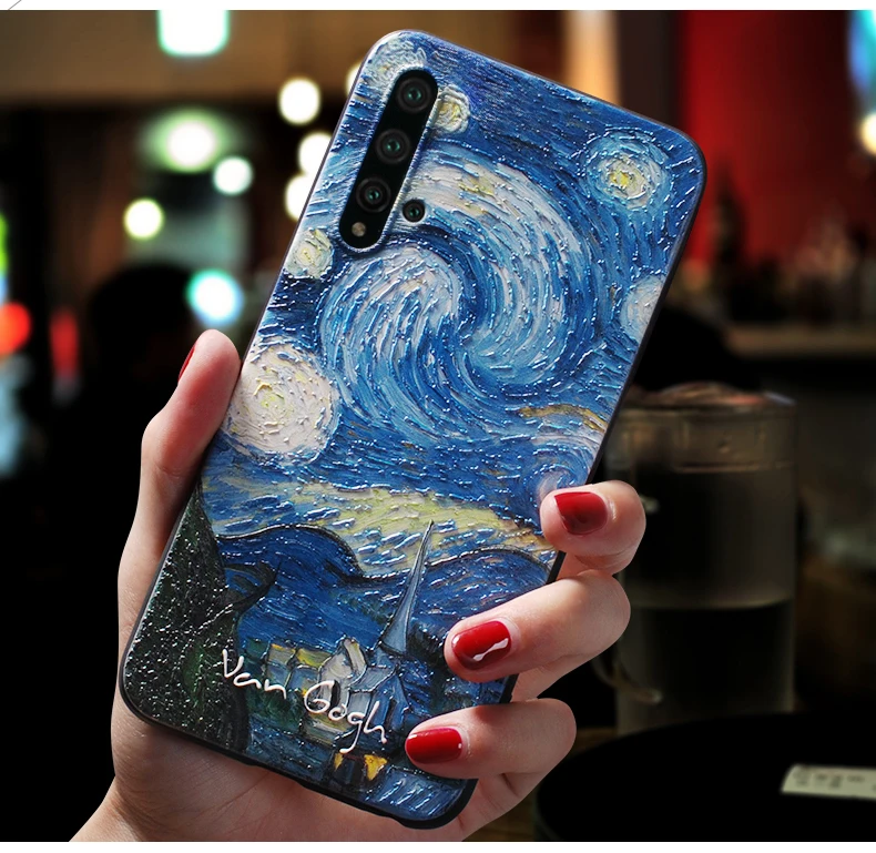 Винтаж Звездная ночь картина маслом рельефный чехол для huawei nova 5 Pro, nova 5i pro, nova 4, nova 4e(P30 Lite) крышка