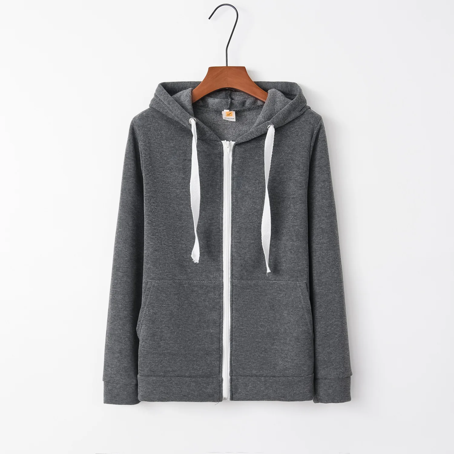 Женский свитшот на молнии белый Повседневный в стиле Харадзюку корейский для