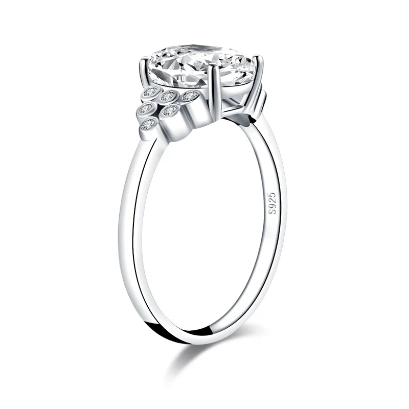 Кольцо для Для женщин 925 пробы серебро 3 карат Овальный синтетический кольцо с