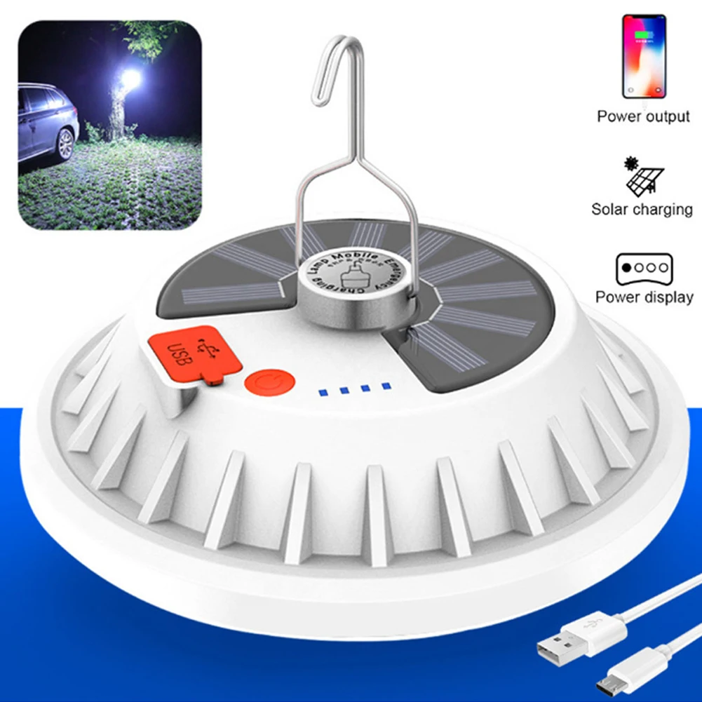 

300W LED Solar Bulb Lamp Remote Control Solar Charge Lantern Portable Emergency Lights Outdoor Camping Night Market Lighting