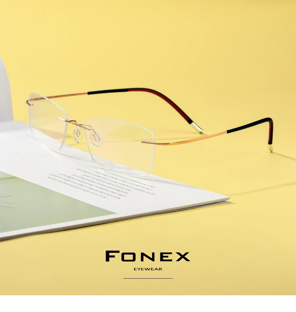 FONEX B титановая оправа для очков без оправы, женские сверхлегкие очки по рецепту, мужские высококачественные оптические очки для близорукости 9203